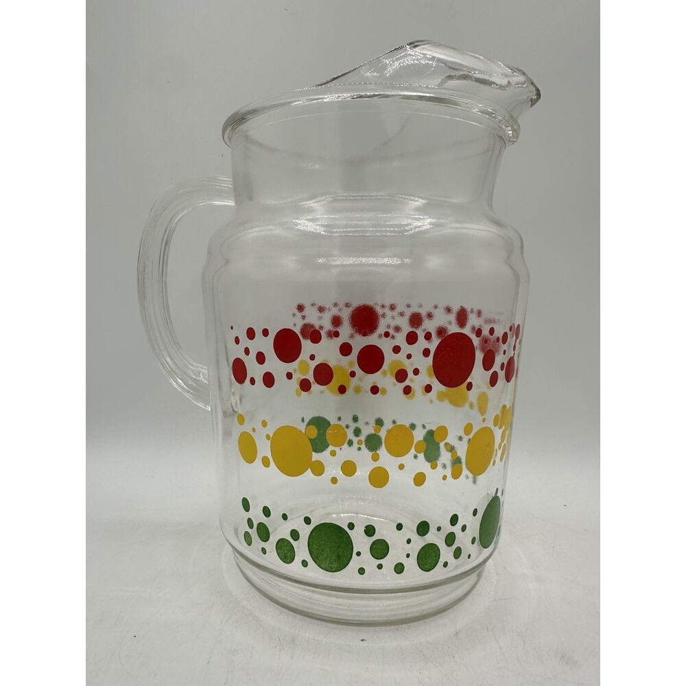 MCM Anchor Hocking Overlapping Circles Glass Pitcher Read VTG Read